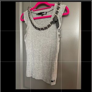 LOVE MOSCHINO chain neck. Ruffle sleeve top blouse US 6 Italy 42